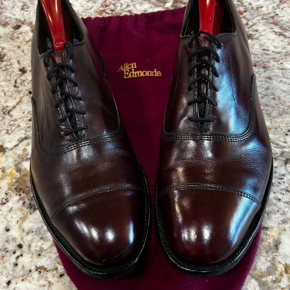 Allen Edmonds Cap toe Oxford Dress Shoe, Cordovan,  7.5 D, $28, Original $450
